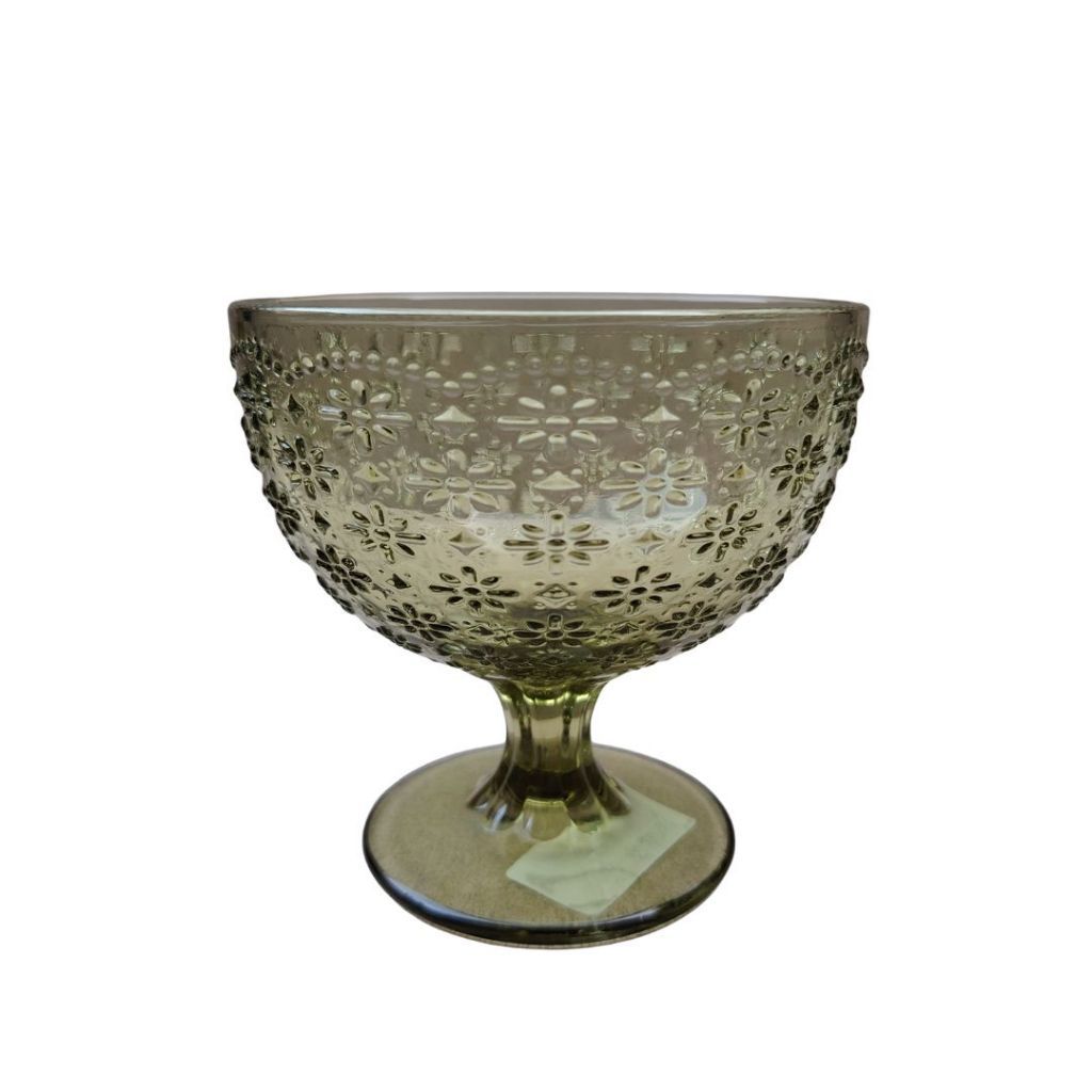 Muraditohome Iroh Moss Glassware Collection | Premium Vintage Embossed Floral Green Glass