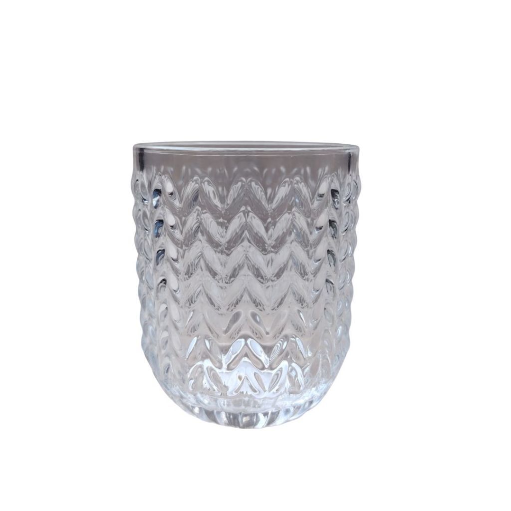 Muraditohome Zolia Clear Glassware Collection | Premium Vintage Wavy Chevron Transparent Glass