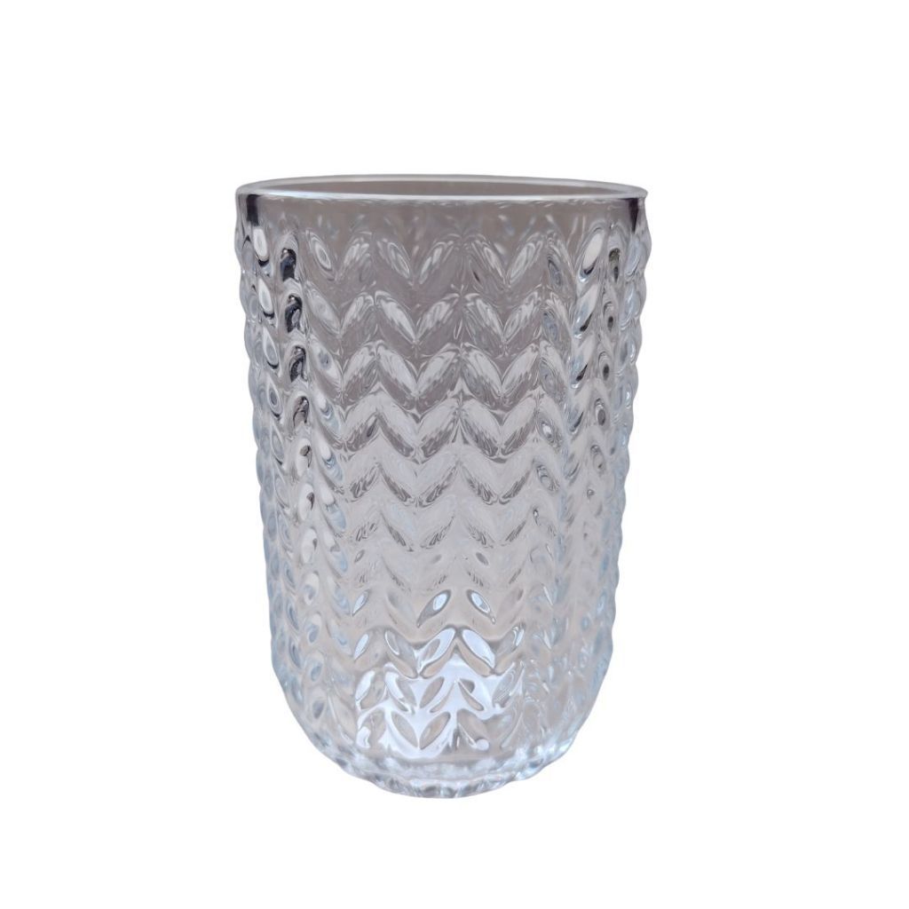 Muraditohome Zolia Clear Glassware Collection | Premium Vintage Wavy Chevron Transparent Glass