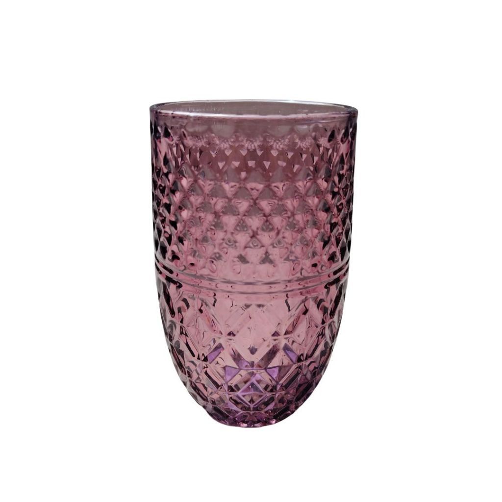 Muraditohome Kuyin Plum Glassware Collection | Premium Vintage Embossed Diamond Purple Glass