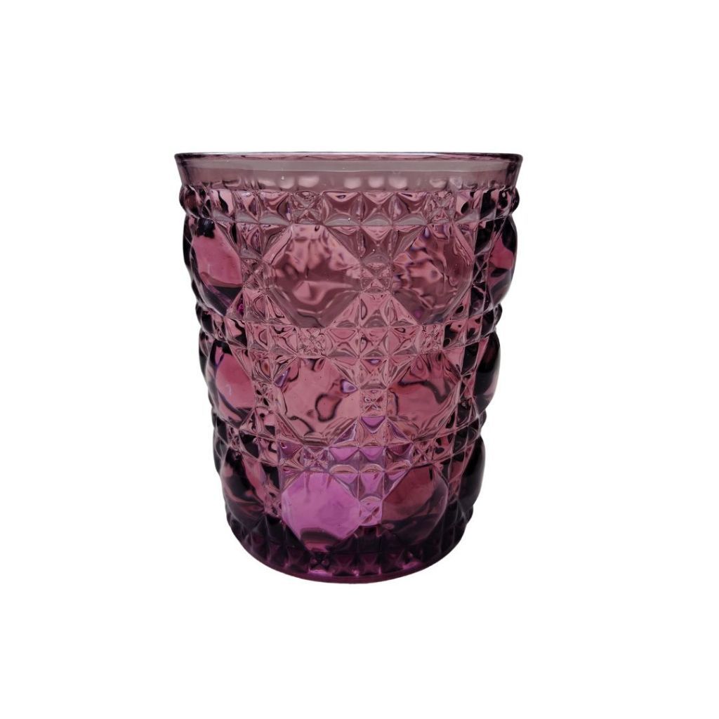 Muraditohome Zurina Plum Glassware Collection | Premium Vintage Jewel Geometric Purple Glass