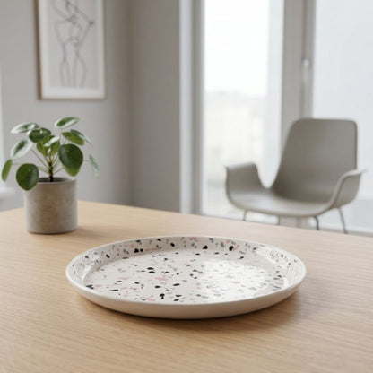 Muraditohome Terrazzo Stoneware Dinner Plate 10.75 in Premium Modern Speckled Ceramic Plate