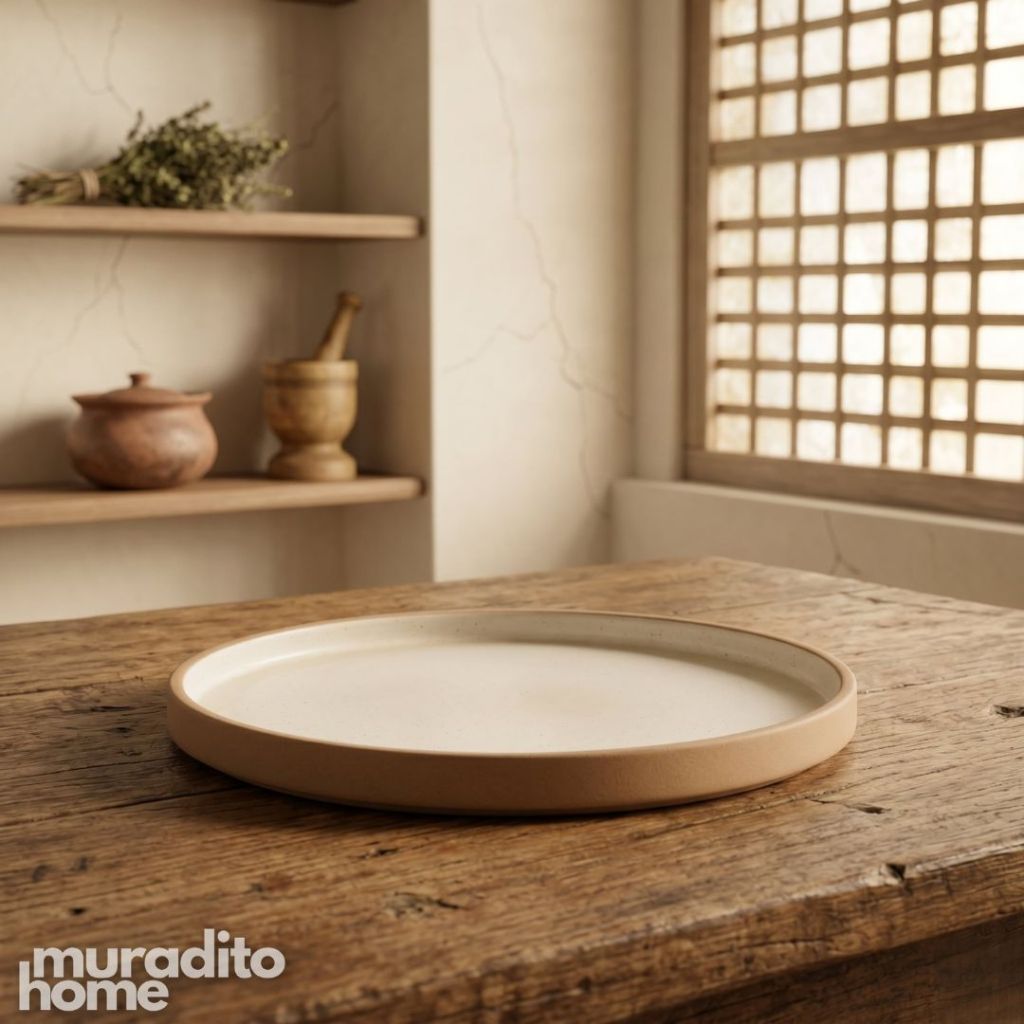 Muraditohome Aesthetic Two-Tone Stoneware Dinner Plate 12x1 inches