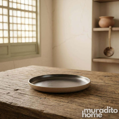 Muraditohome Rustic Stoneware Bread Plate 6.25 inches Minimalist Ceramic Dessert & Side Plate