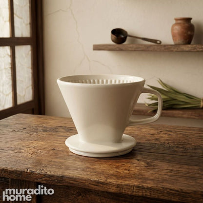 Muraditohome Aleah Premium White Ceramic Pour-Over Coffee Drip & Pitcher Collection