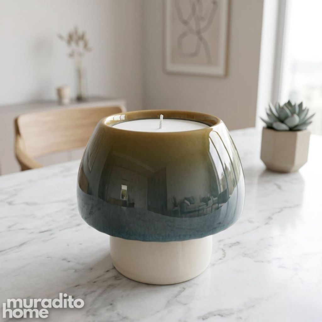 Muraditohome Aesthetic Whimsical Ceramic Candle Stand 3.75x4.5 in