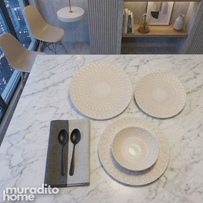 Muraditohome Amara Embossed Ceramic Dinnerware Collection