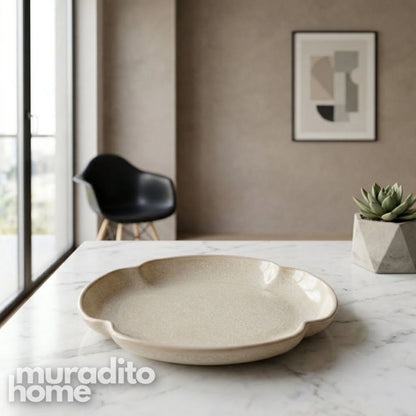 Muraditohome Vida Scalloped Ceramic Bread Plate 6.5 in
