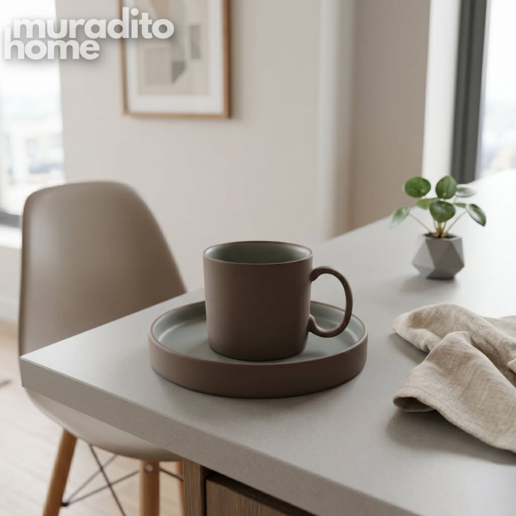 Muraditohome Takumi Premium Matte Porcelain Cup and Saucer 190 ml