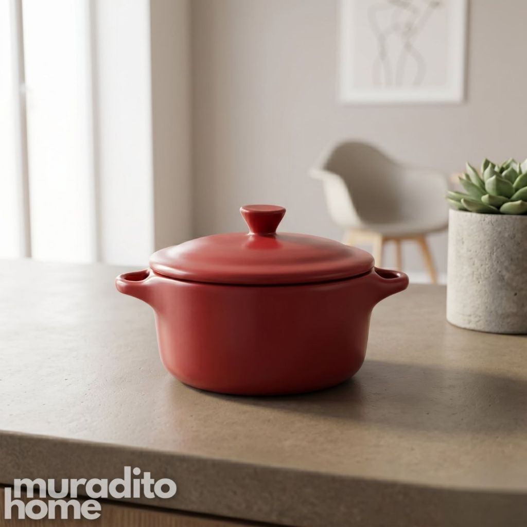 Muraditohome French Ceramic Mini Bowl with Lid 5x4x2.5 inches