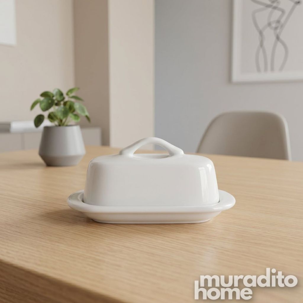 Muraditohome Minimalist Butter Dish with Handle Lid 5x2.75x2.25 inches