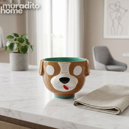 Muraditohome Cute 3D Animal Face Ceramic Bowl 5.25x4 inches