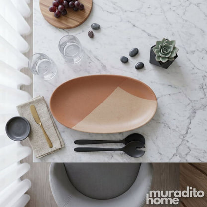 Muraditohome Minimalist Oval Ceramic Serving Dish 12.5x6.25x1.25 inches