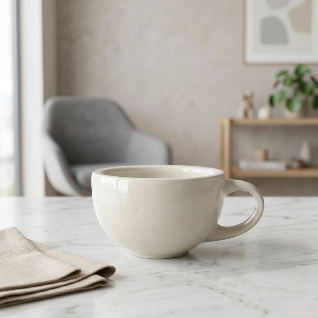 Muraditohome Aesthetic Justin Ceramic Mug 200ml Elegant Crackled Finish Cappuccino Cup
