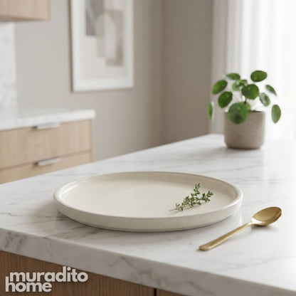Muraditohome Minimalist Flat Rim Ceramic Dinnerware Collection
