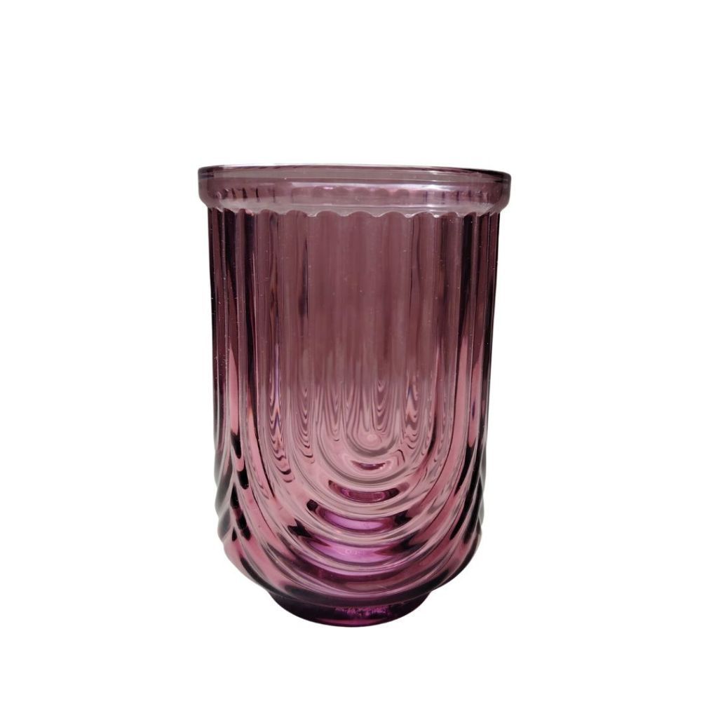 Muraditohome Kayina Plum Glassware Collection | Premium Vintage Ribbed Art Deco Purple Glass
