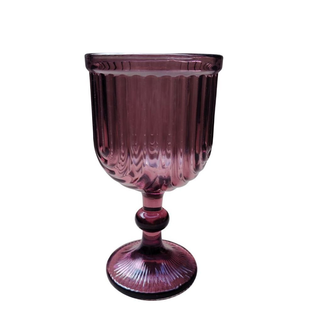 Muraditohome Kayina Plum Glassware Collection | Premium Vintage Ribbed Art Deco Purple Glass