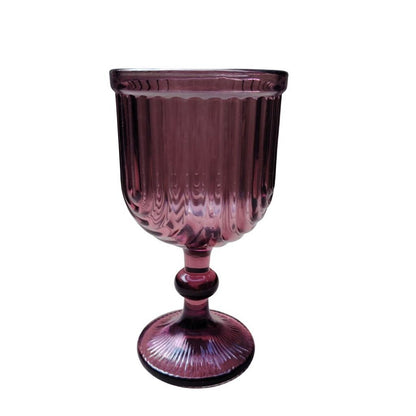 Muraditohome Kayina Plum Glassware Collection | Premium Vintage Ribbed Art Deco Purple Glass