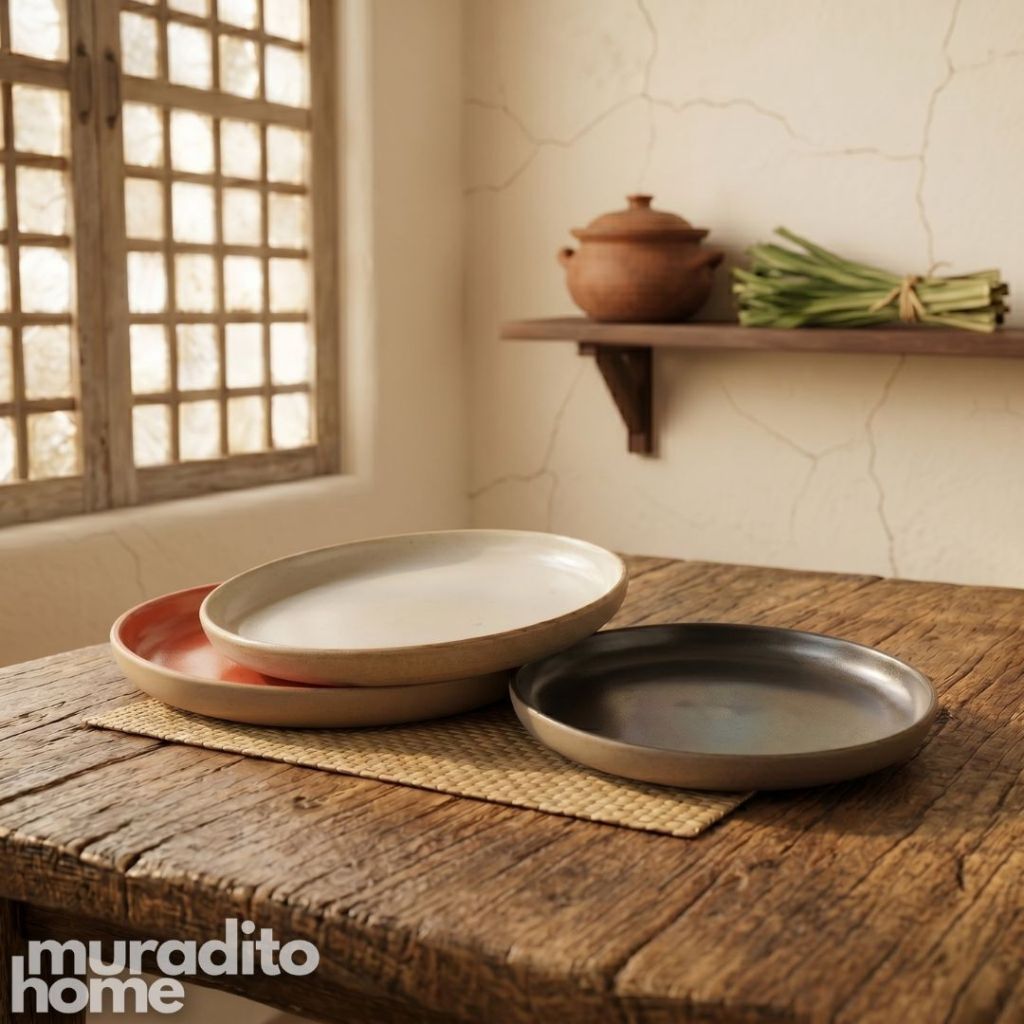 Muraditohome Rustic Stoneware Bread Plate 6.25 inches Minimalist Ceramic Dessert & Side Plate