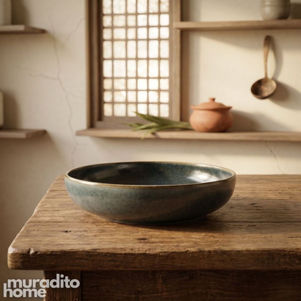 Muraditohome Premium Rustic Blue Stoneware Dinnerware Collection