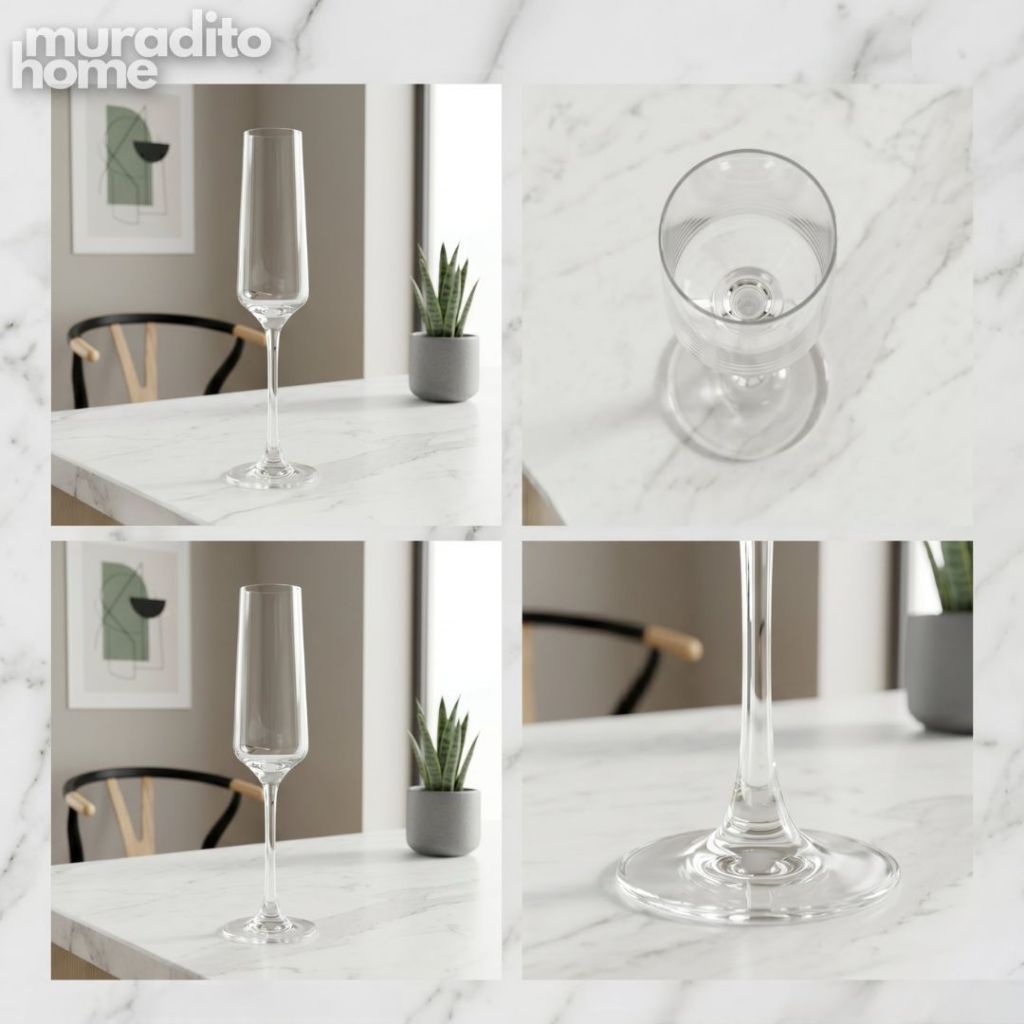 Muraditohome Premium Champagne Flute Glass Stemware 195ml