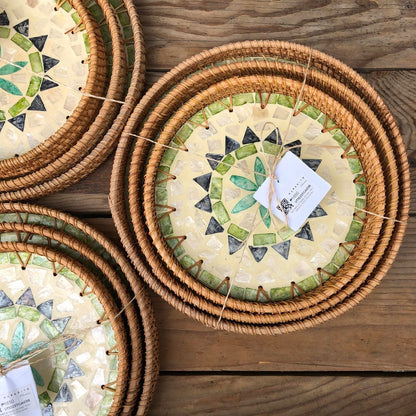 MURADITOHOME Mother of Pearl Round Tray Set of 3 (10.5,8.75,8 inch)