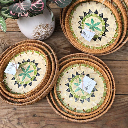 MURADITOHOME Mother of Pearl Round Tray Set of 3 (10.5,8.75,8 inch)