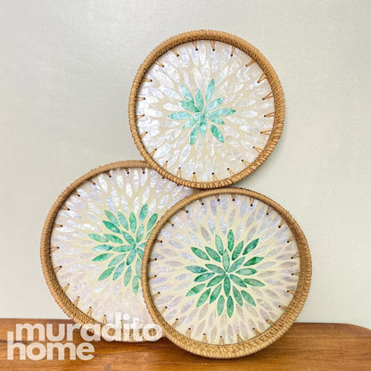 MURADITOHOME Mother of Pearl Round Tray ( set of 3 ) 10.5,8.75,8 inch