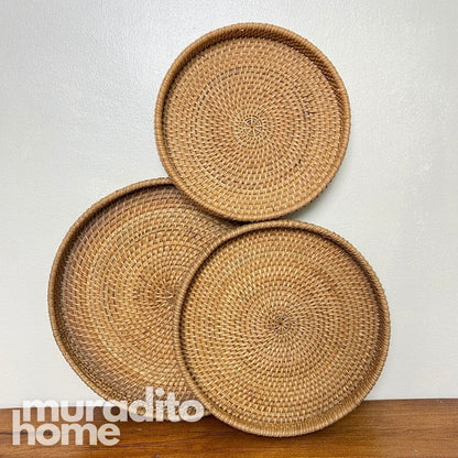 MURADITOHOME Rattan Tray (set of 3) 11,9.25,8.5 inches