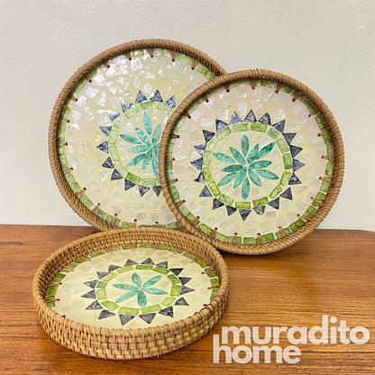 MURADITOHOME Mother of Pear Round Tray (set of 3) 10.5,8.75,8 inches