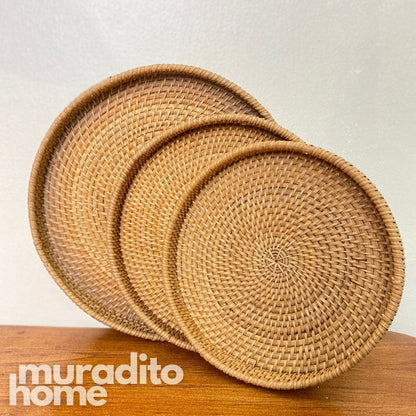 MURADITOHOME Rattan Tray (set of 3) 11,9.25,8.5 inches