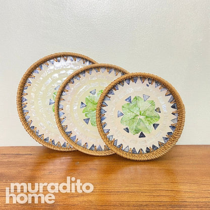 MURADITOHOME Mother of Pearl Round Tray (set of 3 ) 10.5,8.75,8 inch