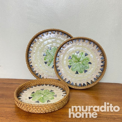MURADITOHOME Mother of Pearl Round Tray (set of 3 ) 10.5,8.75,8 inch