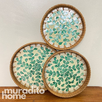 MURADITOHOME  Mother of Pearl Round Tray ( set of 3 ) 10.5,8.75,8 inch