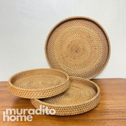 MURADITOHOME Rattan Tray (set of 3) 11,9.25,8.5 inches