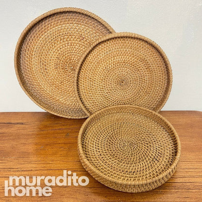 MURADITOHOME Rattan Tray (set of 3) 11,9.25,8.5 inches
