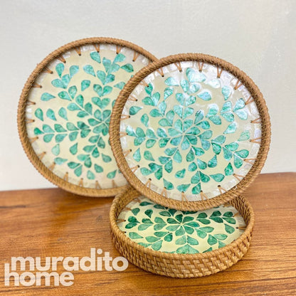 MURADITOHOME  Mother of Pearl Round Tray ( set of 3 ) 10.5,8.75,8 inch
