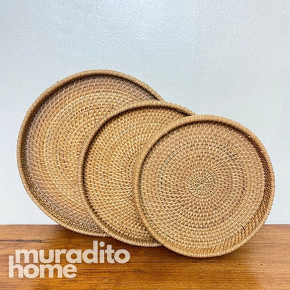 MURADITOHOME Rattan Tray (set of 3) 11,9.25,8.5 inches