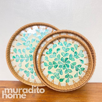 MURADITOHOME  Mother of Pearl Round Tray ( set of 3 ) 10.5,8.75,8 inch