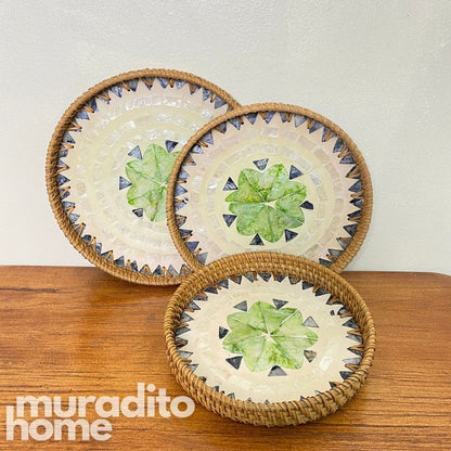 MURADITOHOME Mother of Pearl Round Tray (set of 3 ) 10.5,8.75,8 inch